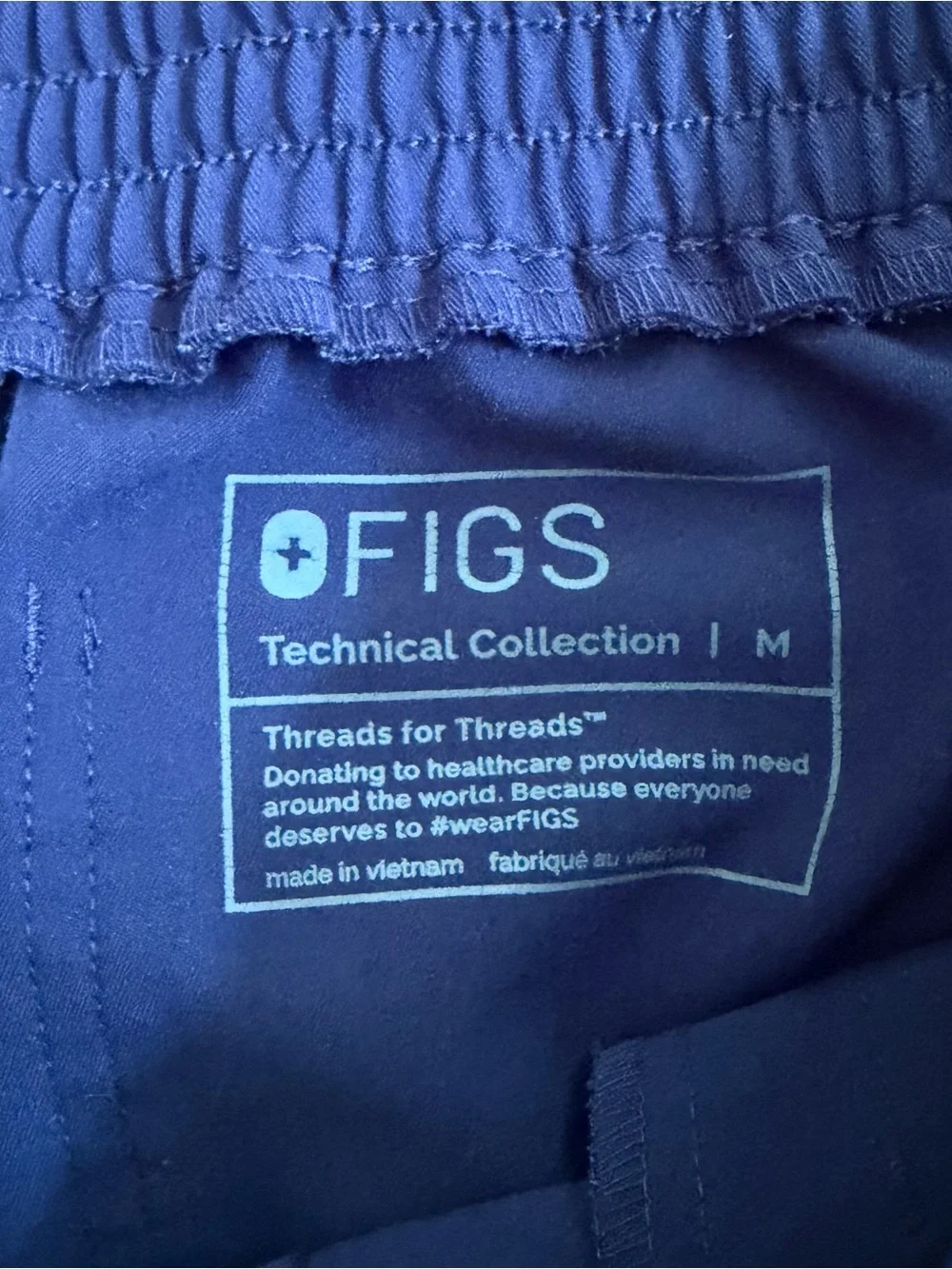 Figs Technical Collection Mens Blue Elastic Waist Cargo Scrub Pants Size M EUC